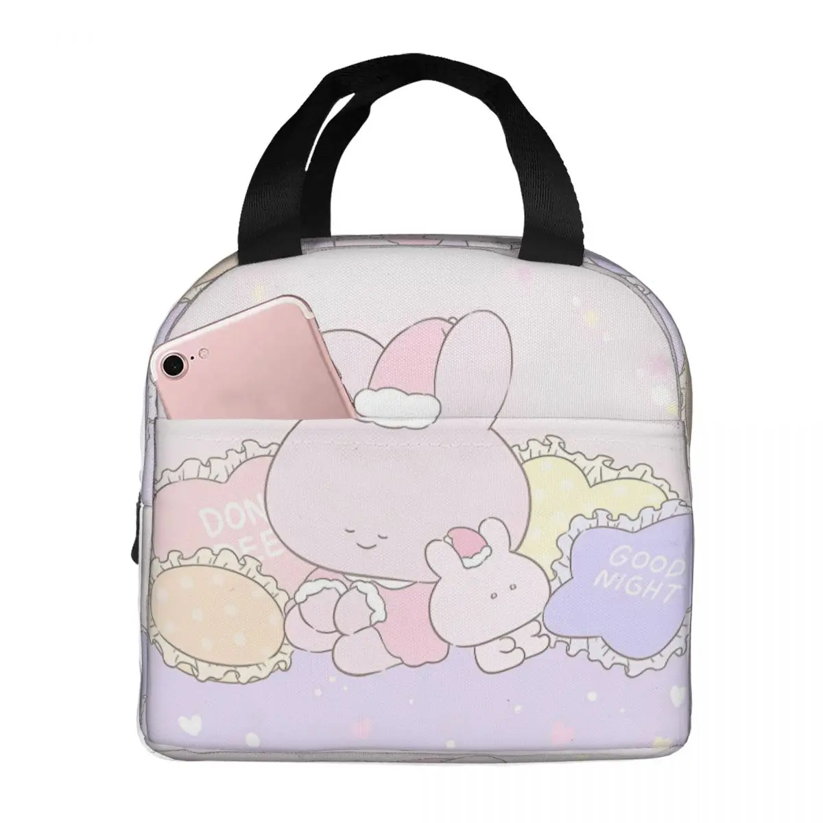 Asamimichaan Asleep Cartoon Insulated Lunch Bag Cooler Bag Reusable Asamimi High Capacity Tote Lunch Box Girl Boy Work Outdoor