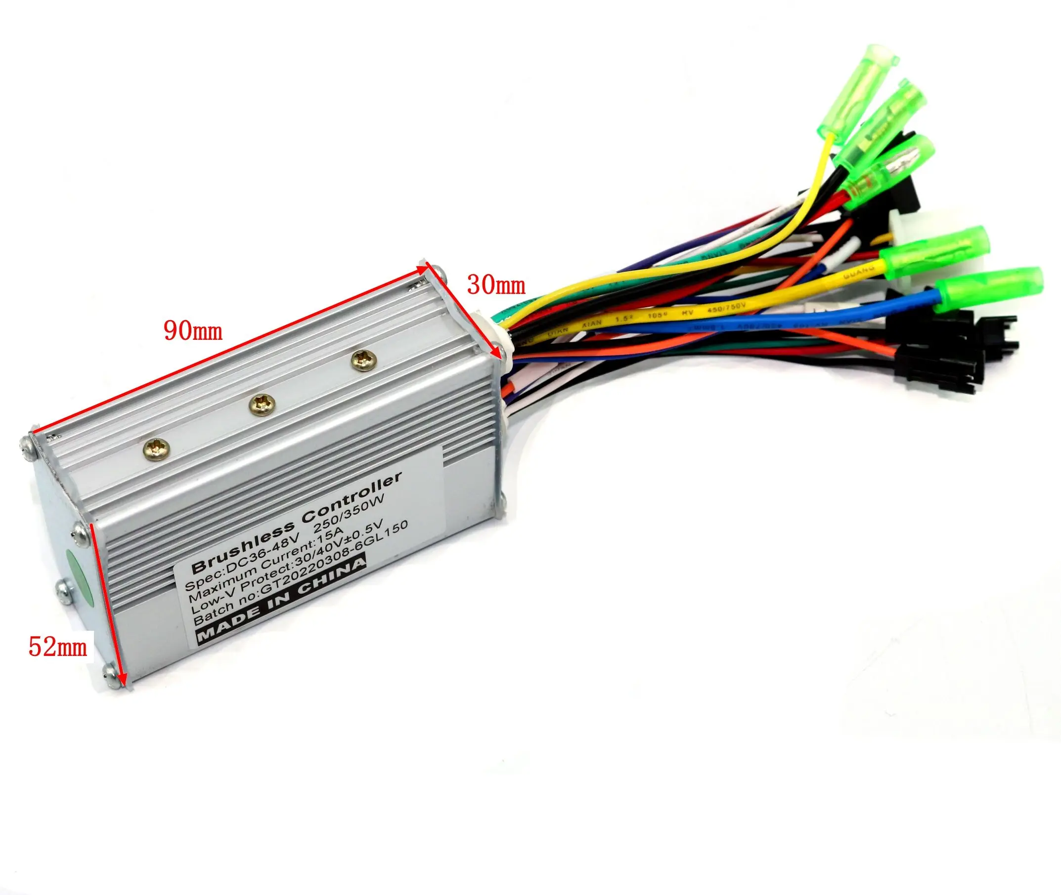 36V 48V 250W 15A BLDC Motor Controller E-bike Brushless Speed Driver Dual Mode Sensor/Sensorless Controller