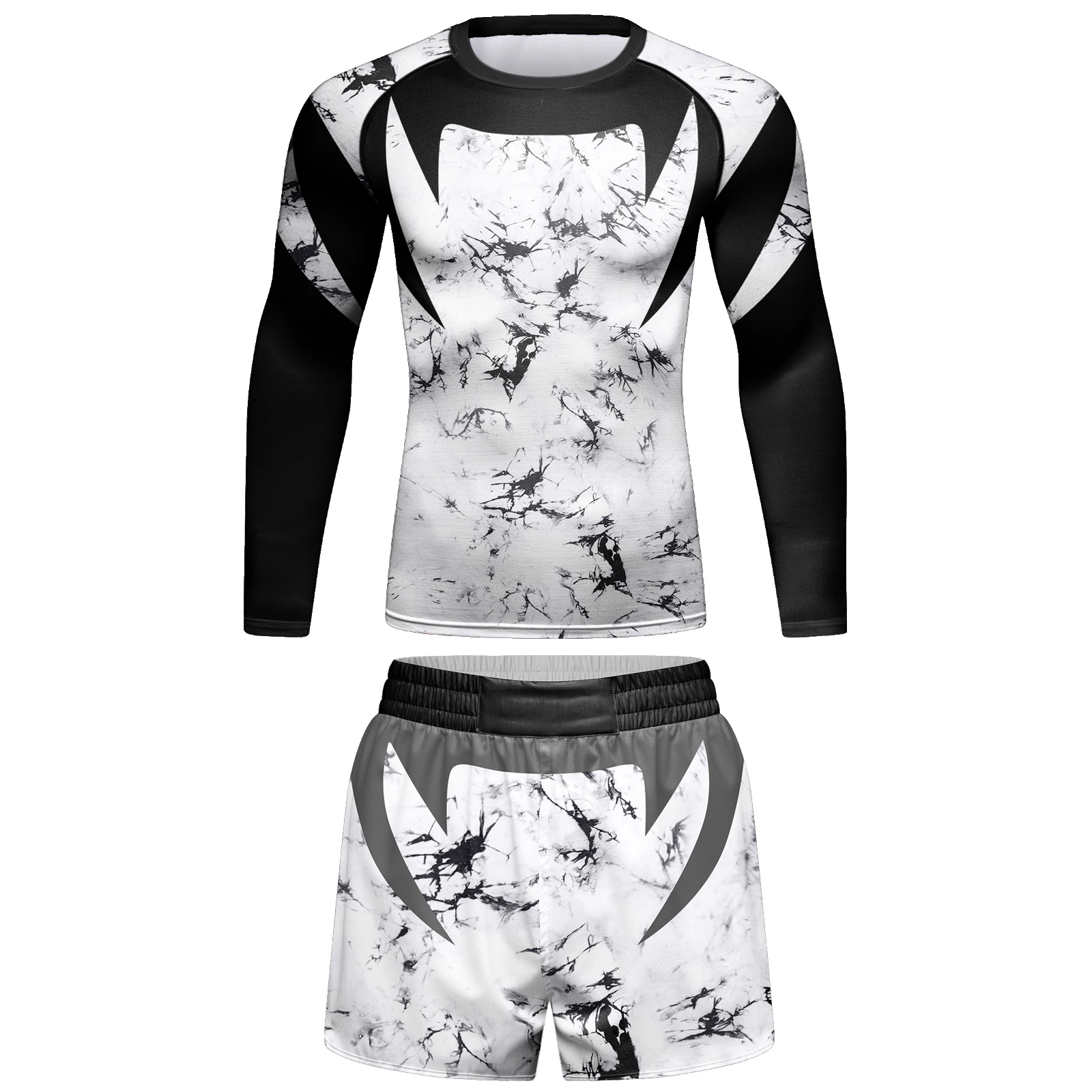 

Quick Dry Muscular T Shirt+Compression Pants Male Tights Leggings 4 Pieces Jogging Training Suit Fitness Tracksuit Gym Clothing