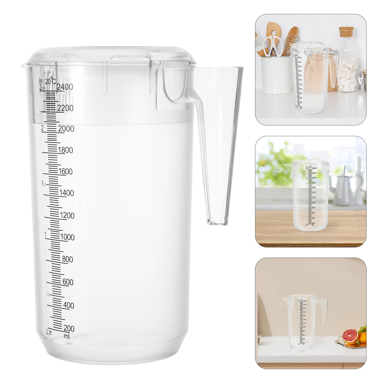 

Plastic Water Pitcher Frosted Finish 2400Ml Large Capacity Measurement Markings Cold Drink Jug Tea Coffee Milk Beverage