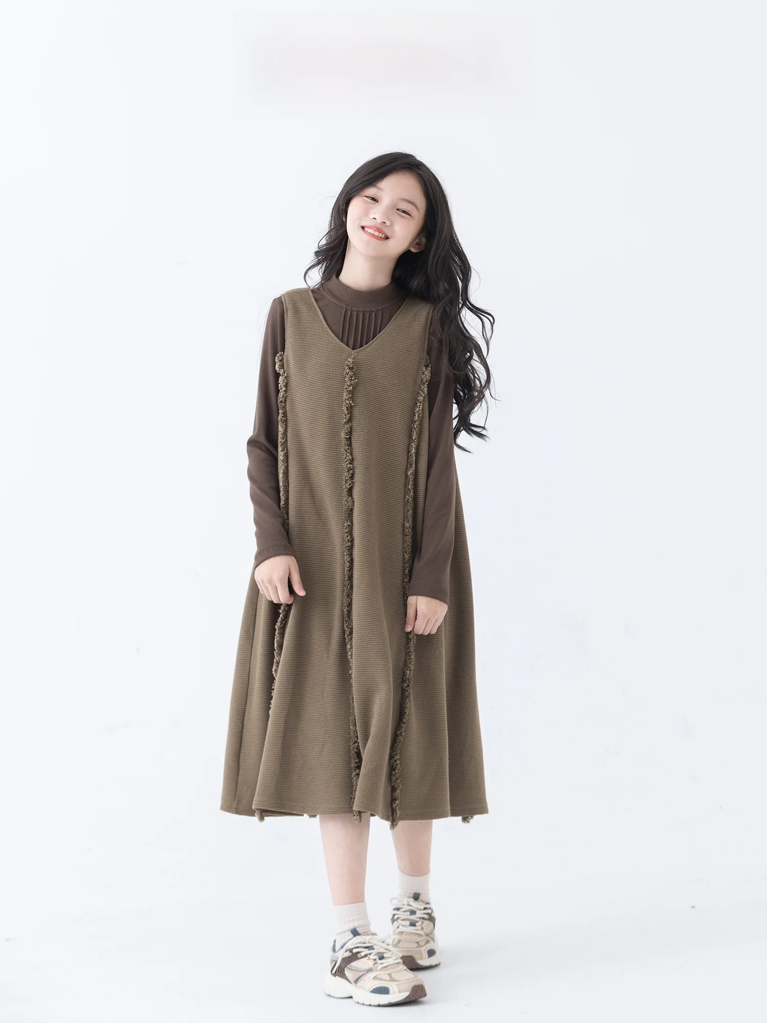 retro-tassel-trim-vest-dr-artistic-svel-cotton-blend-spring-autumn-girls-dr-vintage-sle-pure-color-big-swing-skirt