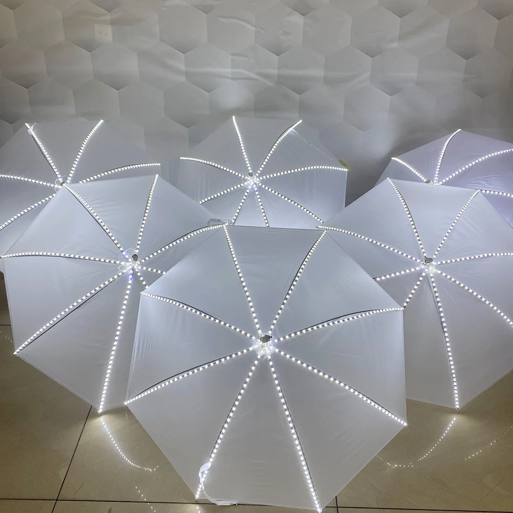 White LED glow-in-the-dark umbrella party performance props Dance music festival playground performance luminous ornaments