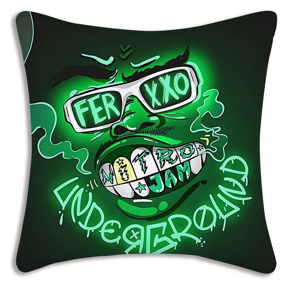 Feid Ferxxo Hot Singer Pillow Covers Cartoon Sofa Decorative Home Double-sided Printing Short Plush Cute Cushion Cover