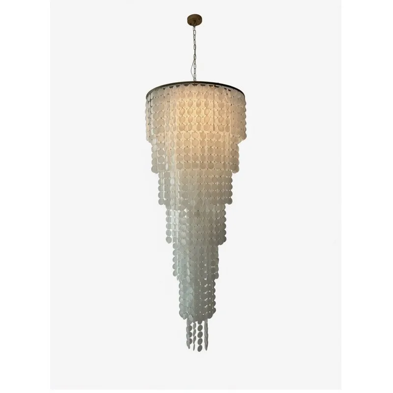 Light luxury shell chandelier, duplex staircase villa living room modern multi-storey French wedding hotel romantic store lamps