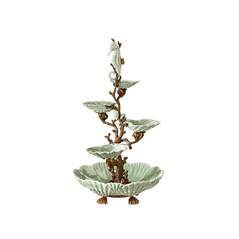 

Living room multi-layer fruit plate, European luxury creative ceramic dried fruit plate 83-1283