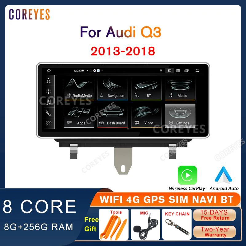 

COREYES 10.25'' Android12 CarRadio For Audi Q3 2013-2018 Stereo Multimedia Player GPS Navigation CarPlay Display Screen Headunit