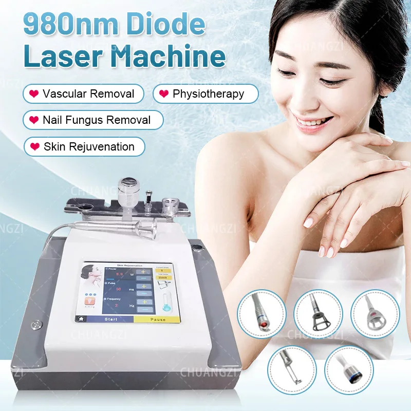 980nm blood vessel remover spider vein removal nail fungus 6-in-1 diode laser machine therapy facial skincare