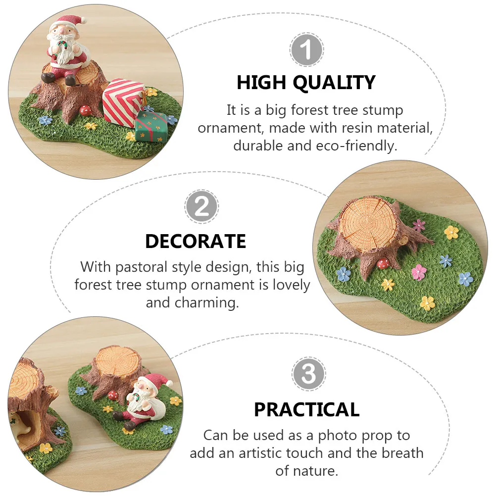 

1pc Big Tree Stump Ornament Resin Eco-Friendly Home Office Decor Desktop Accessory Simulated Stump Decor For Living Room