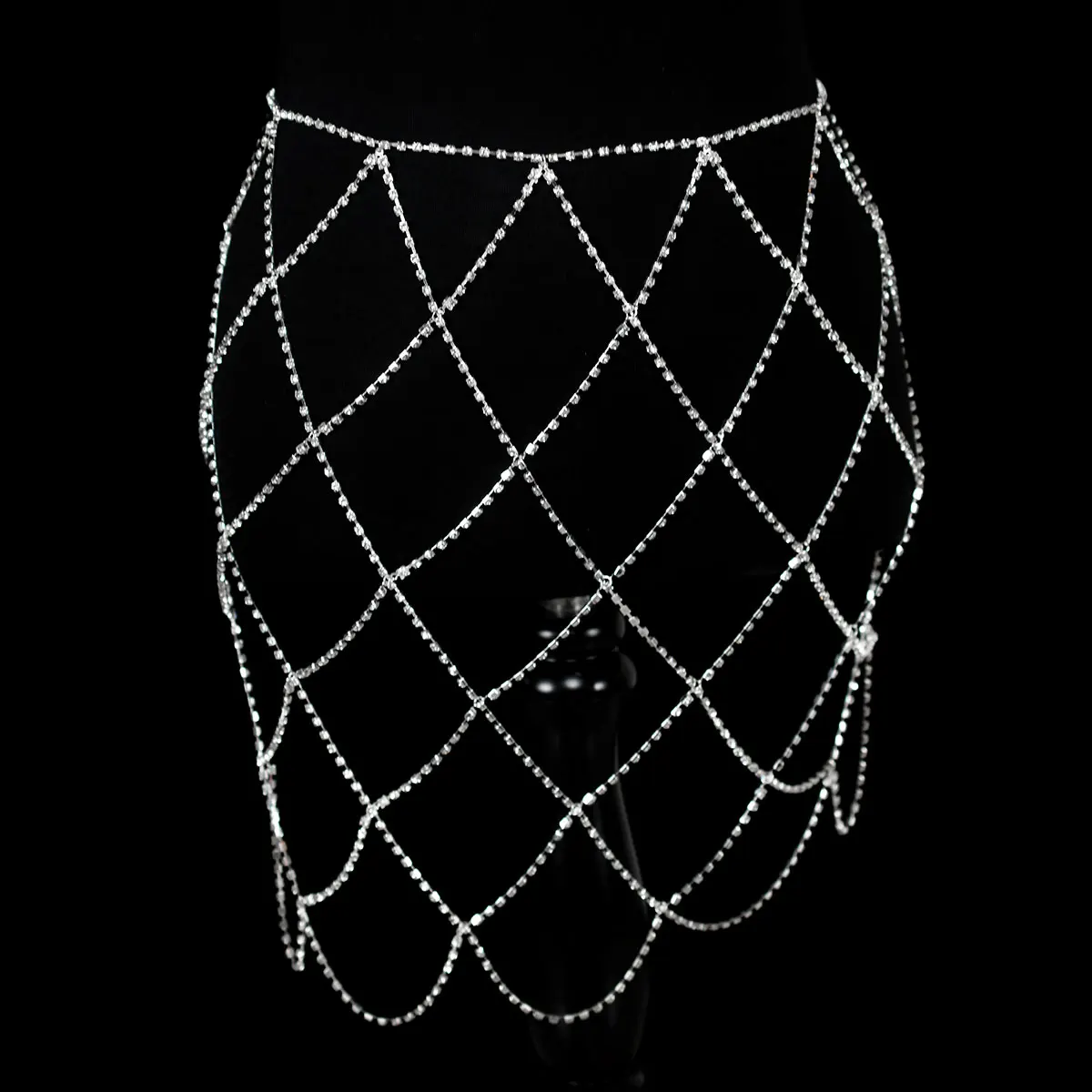 ชายหาดกลางแจ้งสุภาพสตรีเซ็กซี่ Rhinestone ตาข่ายเอวกระโปรงแฟชั่นบุคลิกภาพเครื่องประดับเวทีแสดงชุดจัดเลี้ยงการจับคู่โซ่