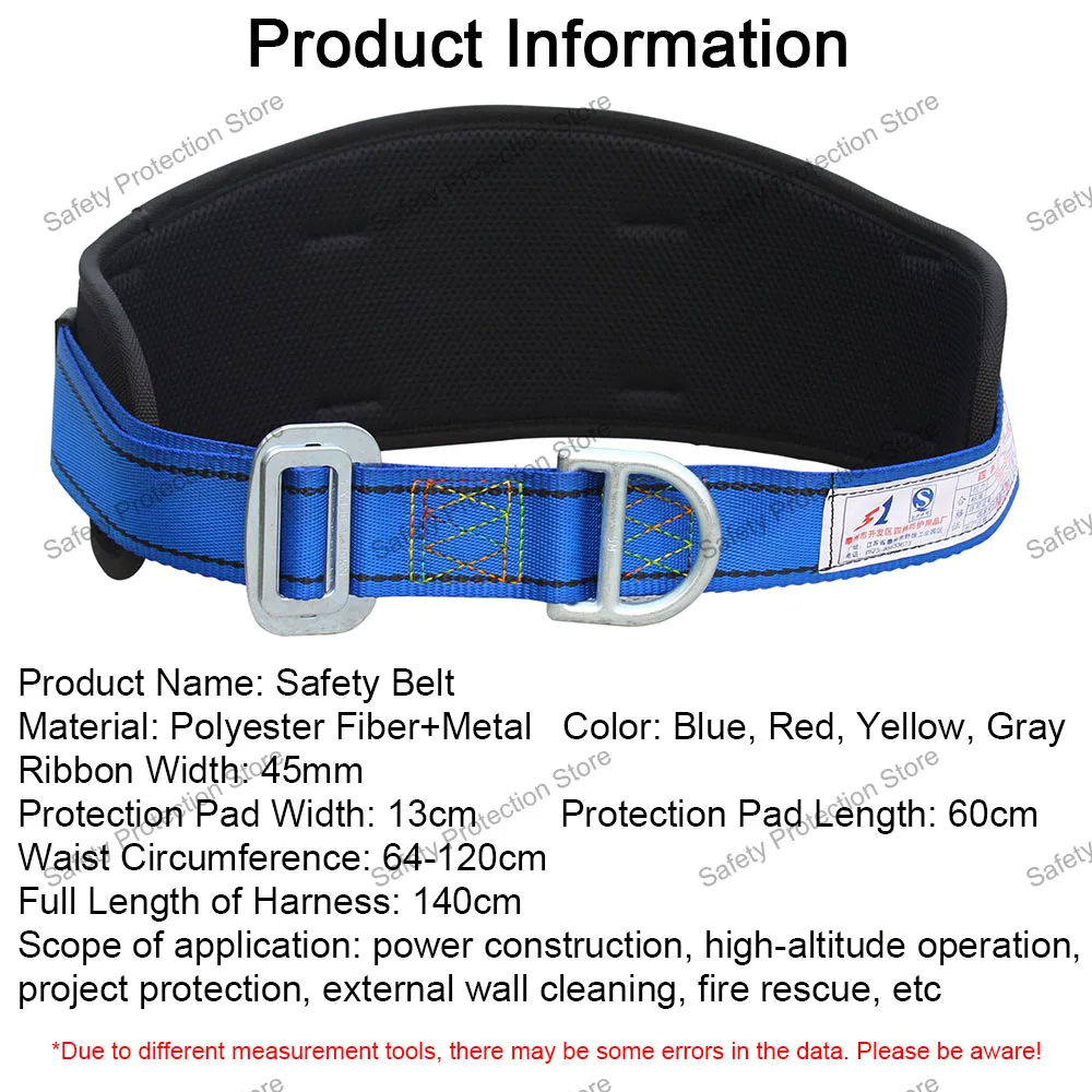 Single Waist Safety Harness Aerial Work Safety Belt Outdoor Rock Climbing Mountaineering Construction Body Protective Equipment