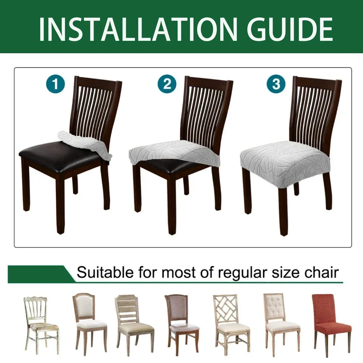 1/4Pcs Water Resistant Leaf Texture Jacquard Stretch Dining Chair Seat Cover Spandex Non Slip Furniture Protective Slipcover