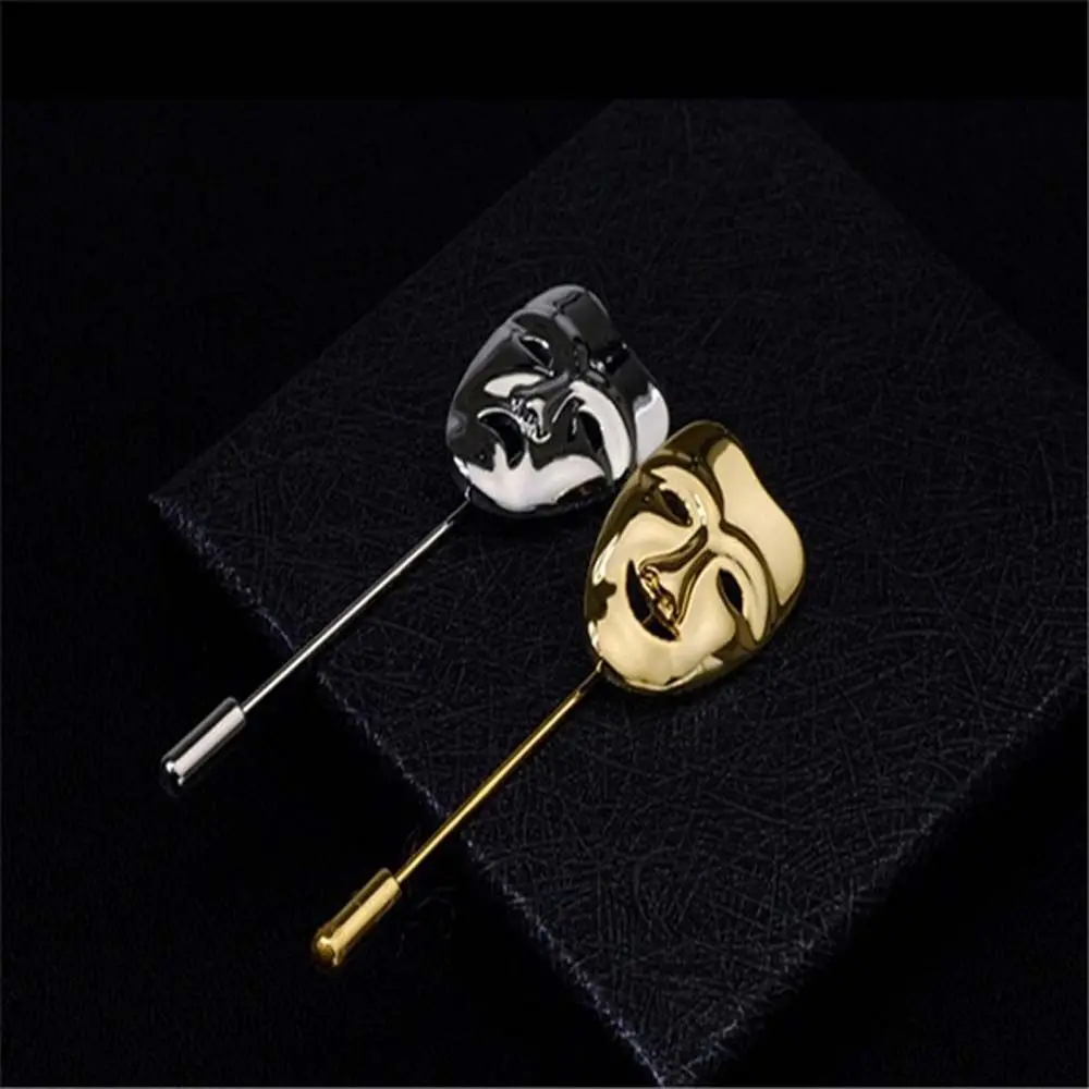 Fashion Funny Men's Face Decoration Accessories 3D Gold Color Jewelry Brooches Pin Lapel Pin Mask