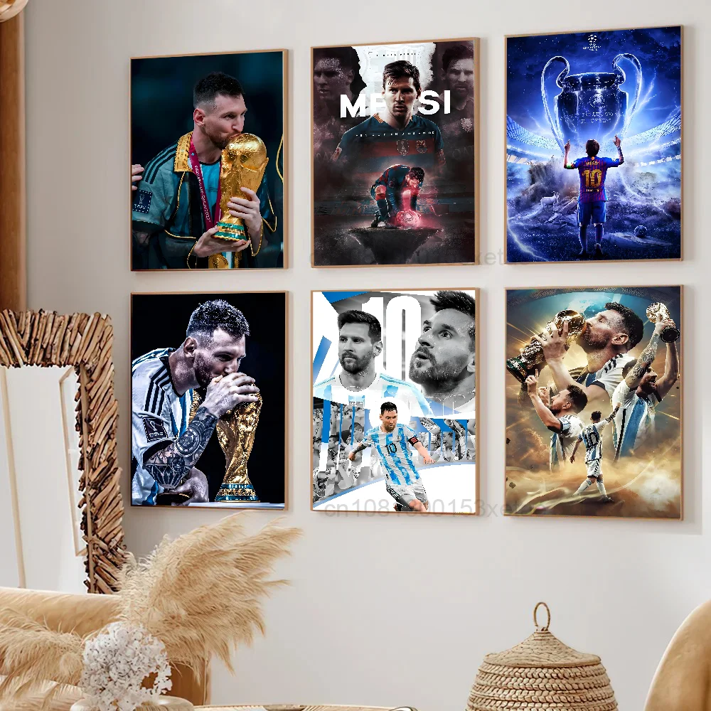 Sports M-Messi Football Poster Paper Print Home Living Room Bedroom Entrance Bar Cafe Art Painting Decoration