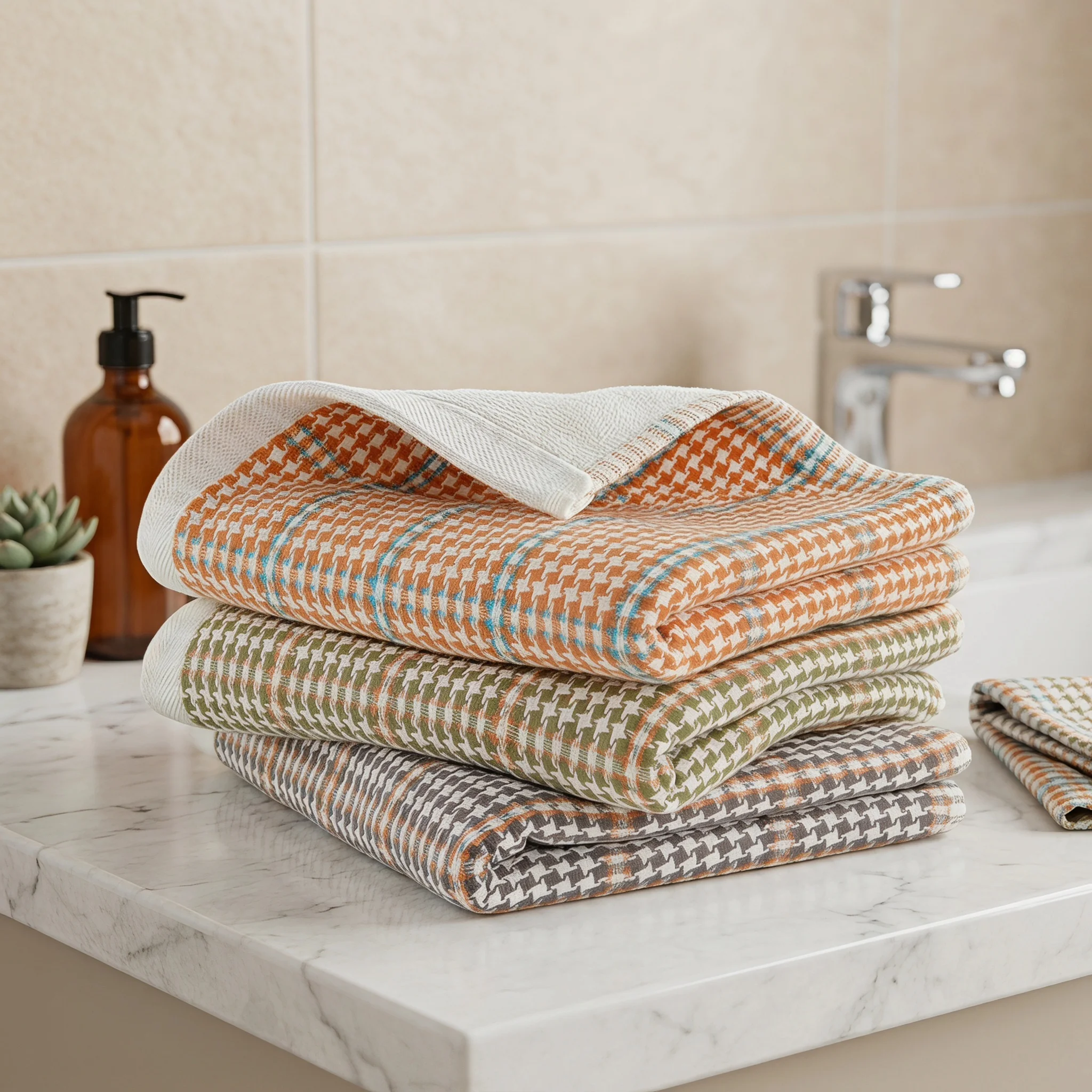 3‑Pack 100% Cotton Towels, Soft & Comfortable, High Water Absorbency, Hair‑Drying Towel, Facial Towel