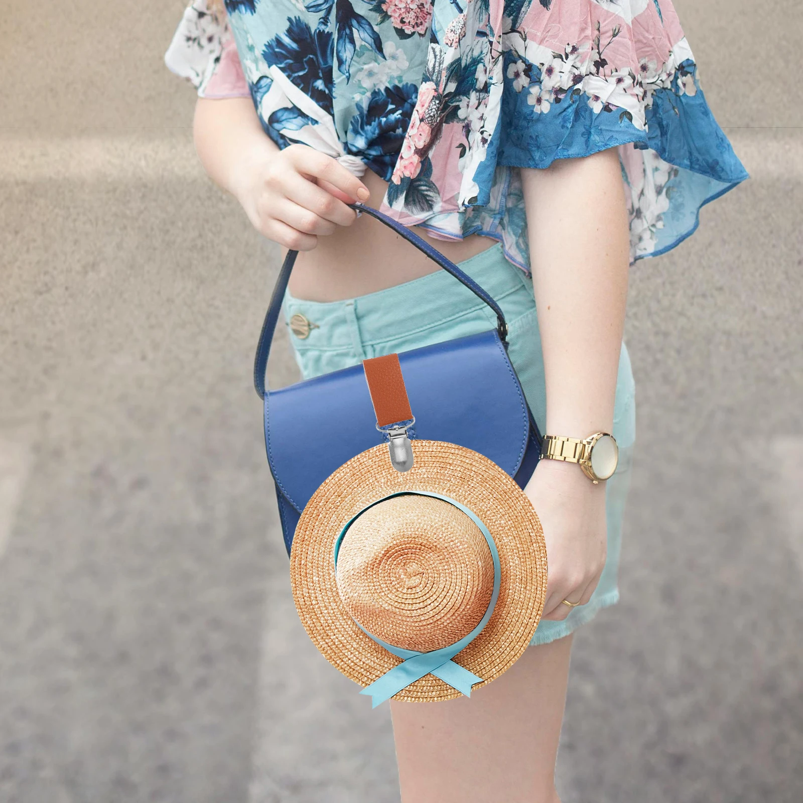

2pcs Travel Hat Clip Baseball Holder Accessories Brown Bag Strap Retainer Lightweight Zinc Alloy Pu Cool for Brim