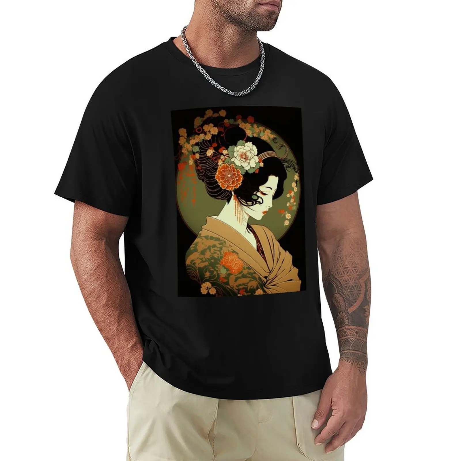 

Woman Wearing Kimono - Art Nouveau T-Shirt Blouse kawaii clothes men t shirt
