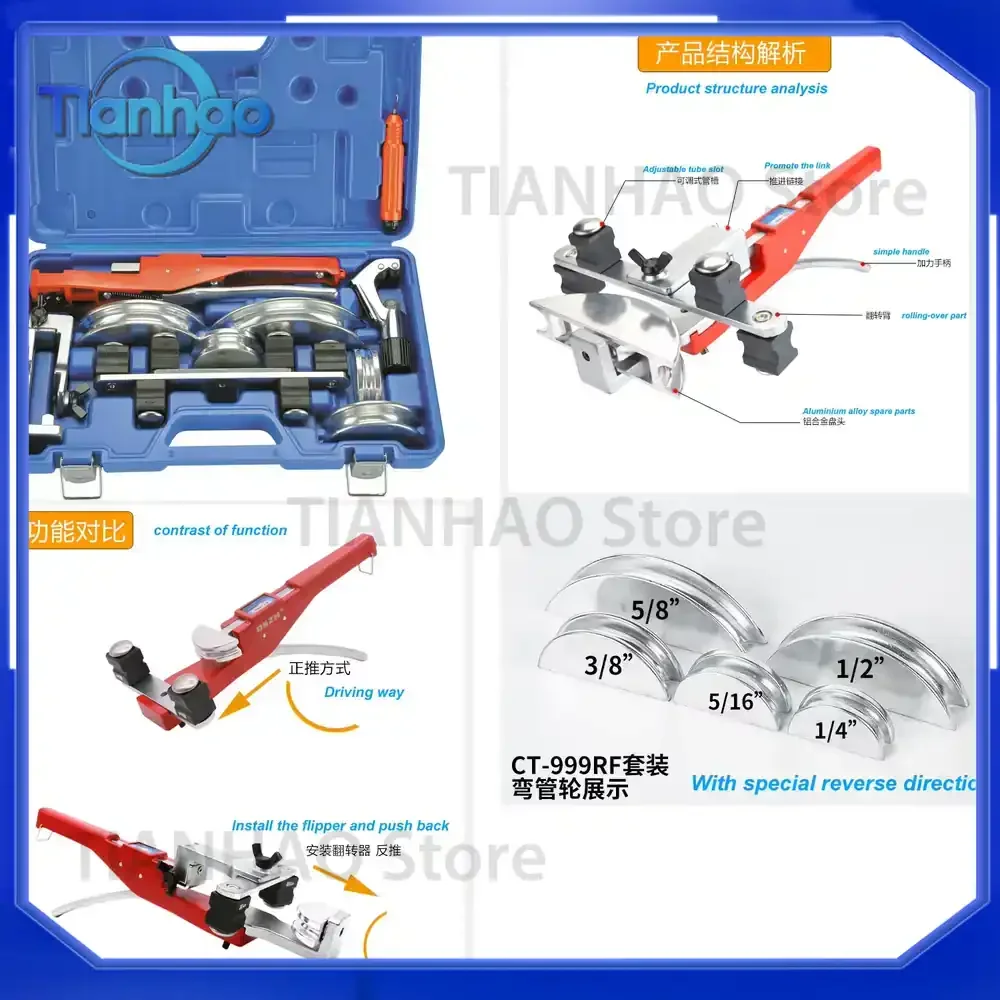 Refrigeration Tool Kit for Copper Tubing 90 Degree Multi-Bender for CT-999RF