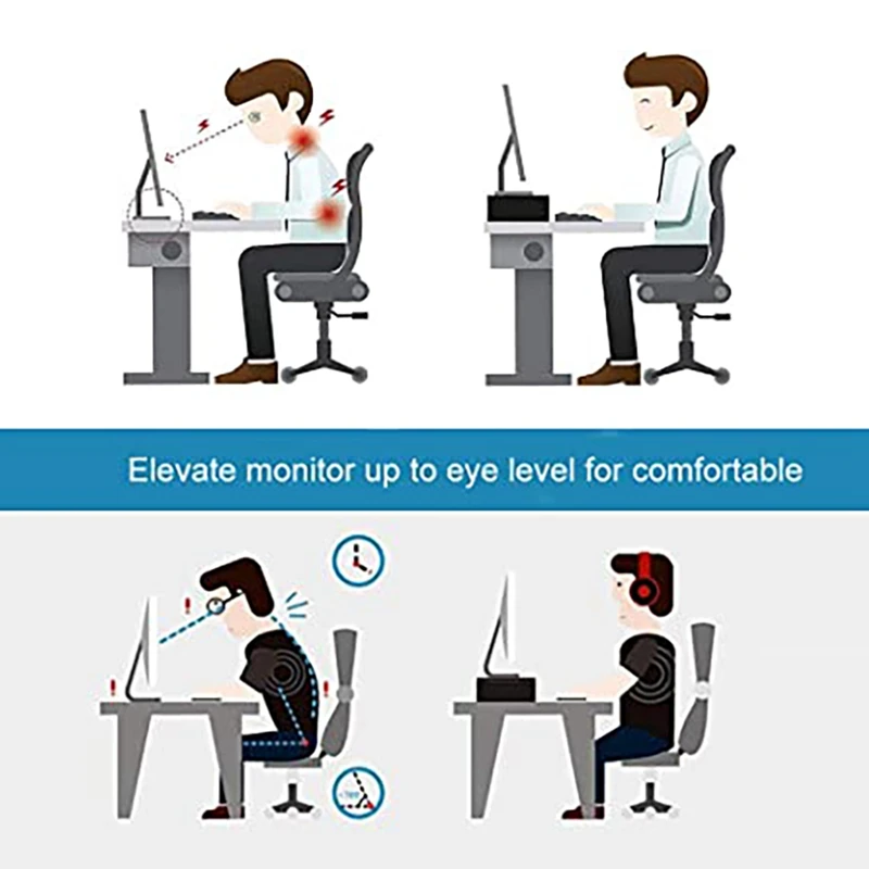 Desktop Computer Monitor Heightened Shelf Desk Storage Keyboard Organizer Rack With A Drawer For Laptops PC Printers