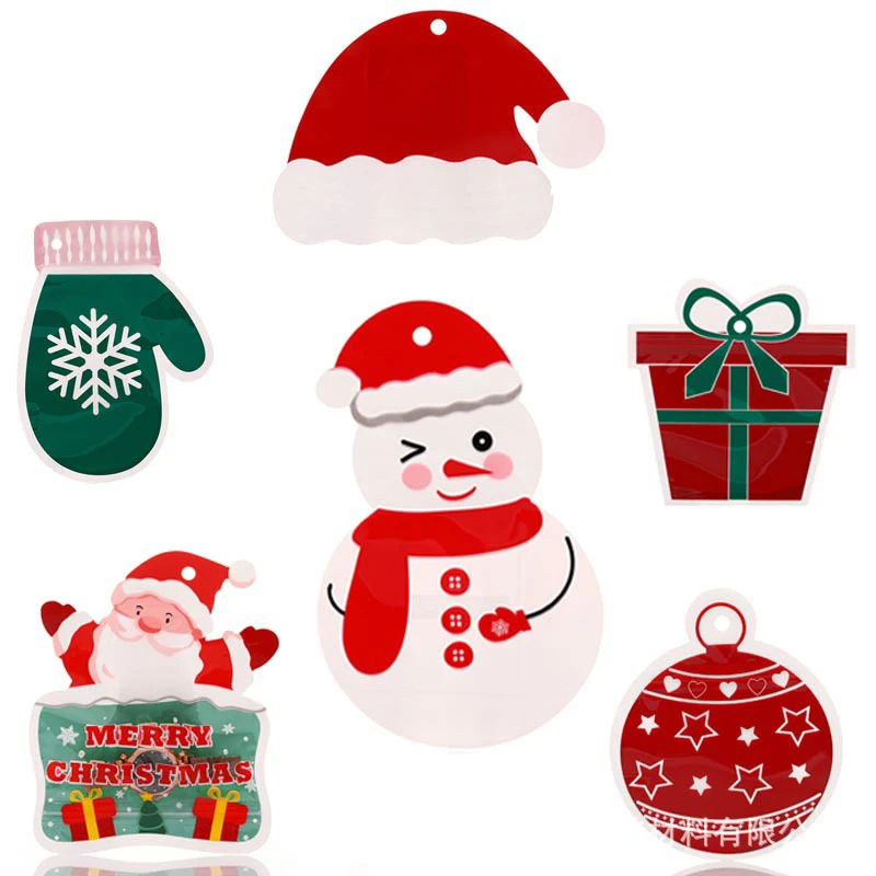 100Pcs Self-Sealing Christmas Gift Bags New Year Party Candy & Cookie Pouches Festive Cartoon Designs for Holiday Gift