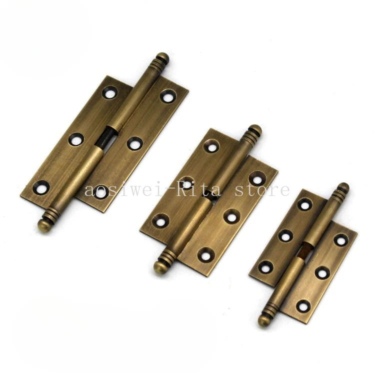 4Pcs Antique Brass Door Hinges 2/2.5/3 inch Furniture Cabinet Drawer Door Butt Hinge for Door Wooden Box Furniture Hardware