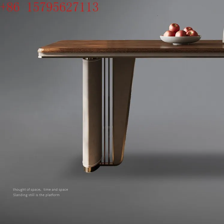 

North American black walnut dining table and chairs high-end Italian minimalist designer dining table and chairs