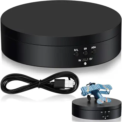전동 회전 턴테이블 디스플레이 스탠드, 사진 제품 및 쇼용 USB 전원 케이블 포함, 360 도