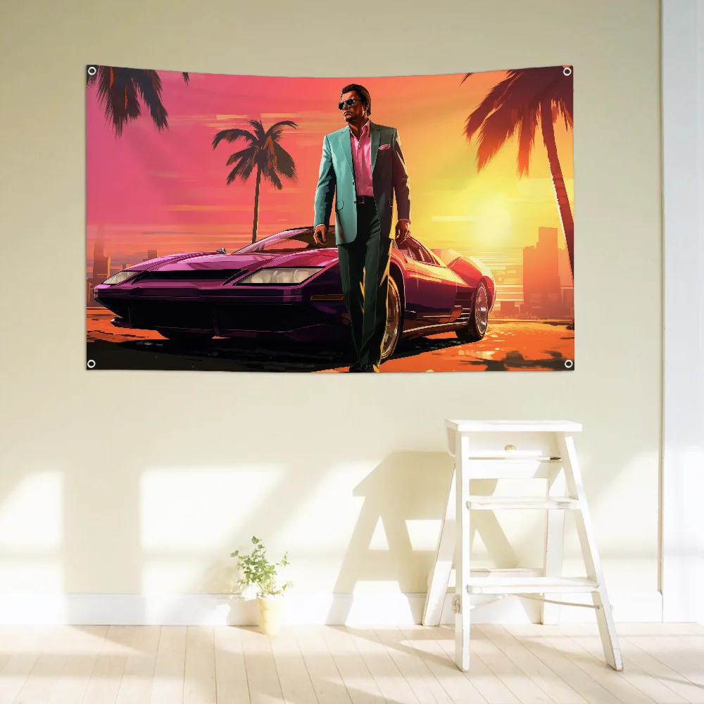 سرقة السيارات الكبرى GTA لعبة العلم متجر كبير الحجم تعزيز الفن كشك الإعلان العلم لافتات معلقة