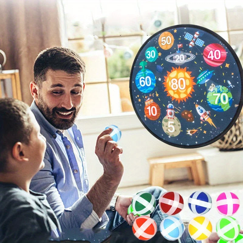 Large Dart Board for Kids, Kids Double-Sided Dart Board with Sticky Balls and Darts, Indoor/Outdoor Fun Party Play Game Toys