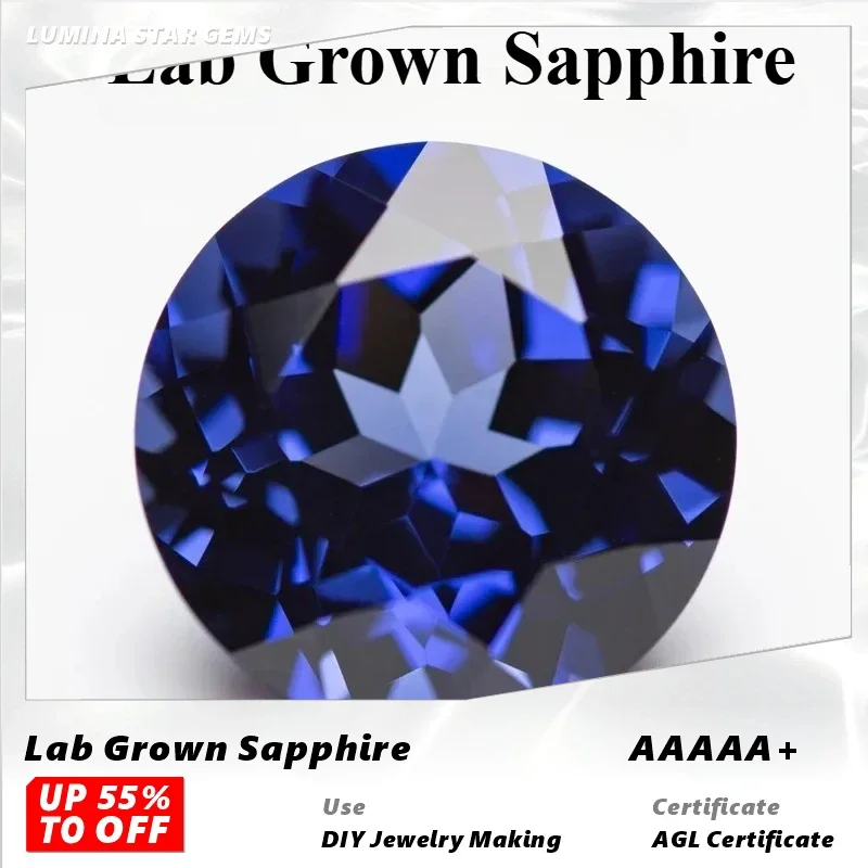 

L-Lab Grown Sapphire Royal Blue Color Round Shape Charm Bead for Diy Jewelry Making Pendant Materials Selectable Certificate