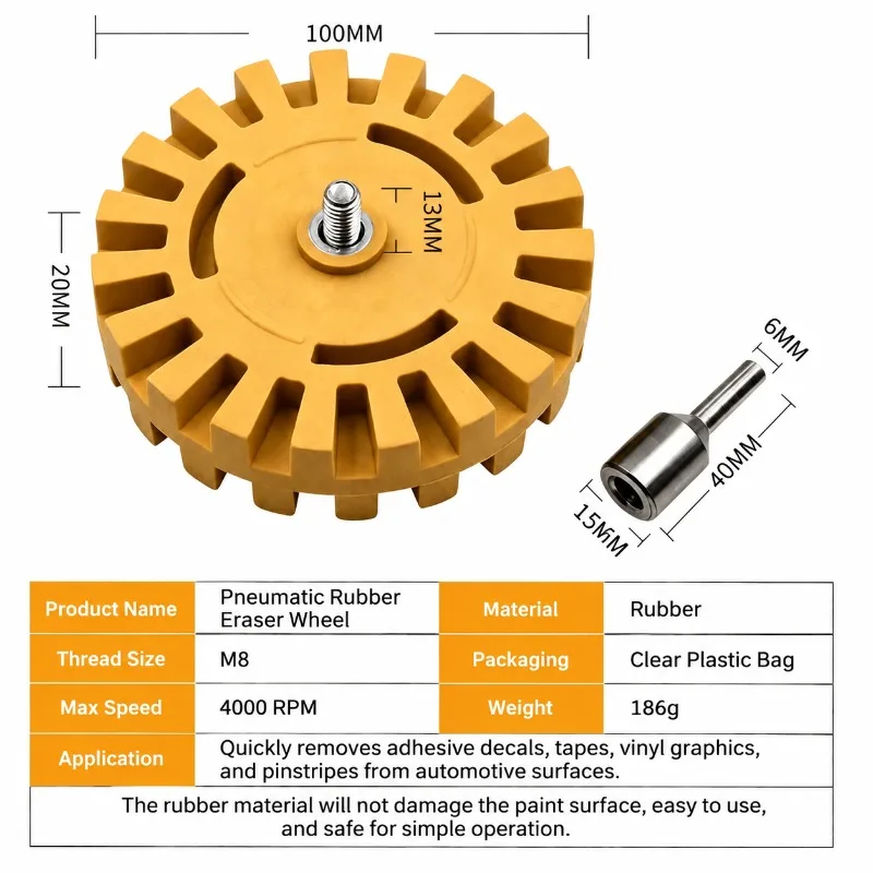 Pneumatic Glue‑removal Disc Rubber Eraser‑tool Polishing‑wheel Auto Decal‑stripping Roller Practical Vehicle‑surface Adhesive
