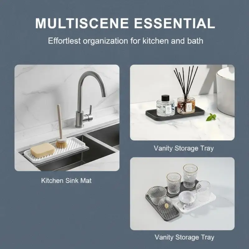 New Multifunctional Silicone Draining Mat Easy To Clean No Deformation For Kitchen Countertop Cup Storage Use