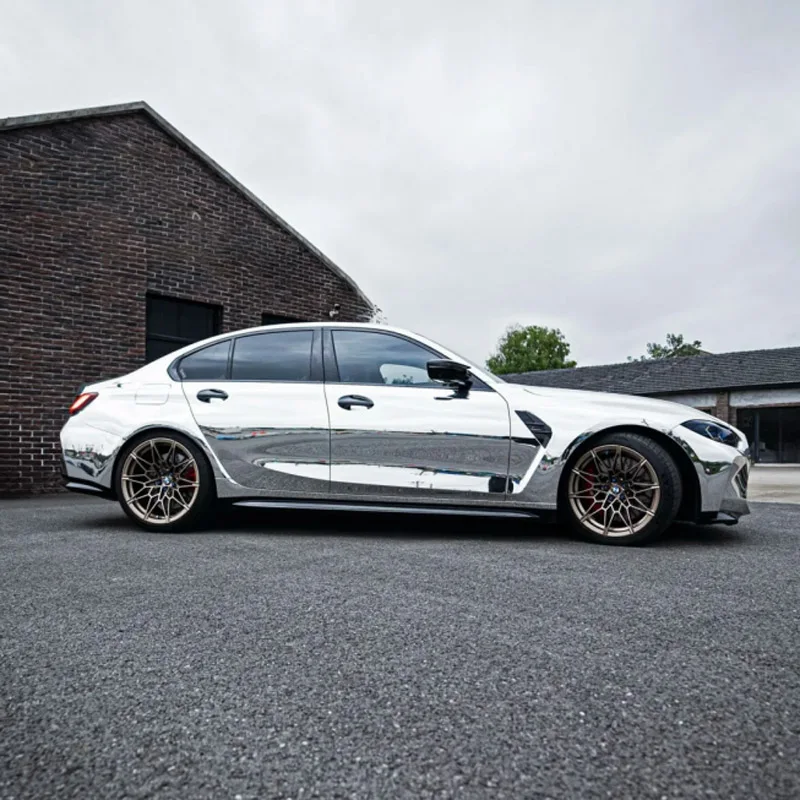 لفة غشاء تغليف من الفينيل الكروم بمرآة فضية ممتازة يمكنك صنعها بنفسك ملصق ذاتي اللصق لتغليف السيارة #2