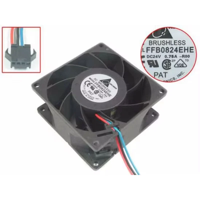 Delta Electronics FFB0824EHE R00 DC 24V 0.75A 80x80x38mm 3-Wire Server Cooling Fan