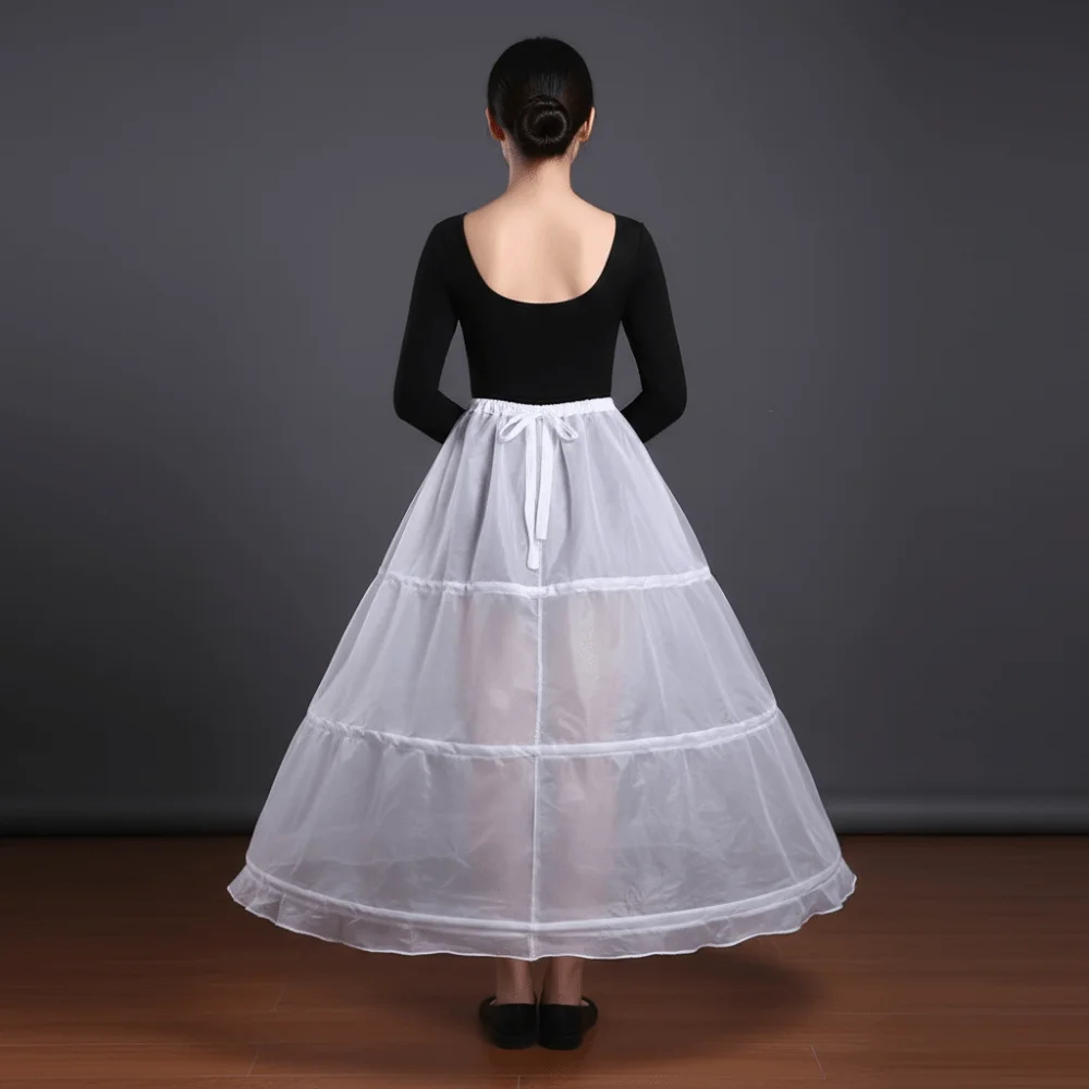 نصف زلة 3 الأطواق الزفاف كرينولين ألف خط شكل تنفس الزفاف تنورة أنيقة فستان الزفاف الأبيض بطانة فستان الزفاف #3