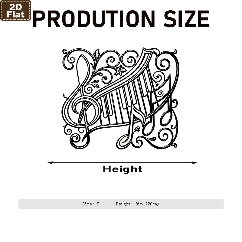 CIFBUY Metal Wall Art,2D Flat Laser Cut Baroque Piano Iron Hanging Sculpture,Rustproof Powder‑Coated Wall Decor For Living Room