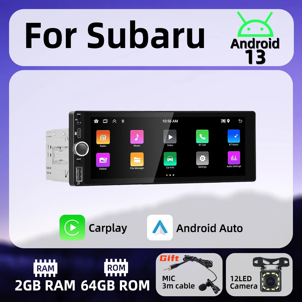 

1 Din Wireless Carplay Android Auto Radio Android Car Multimedia for Subaru 6.86" Screen Stereo Head Unit Autoradio GPS BT Wifi