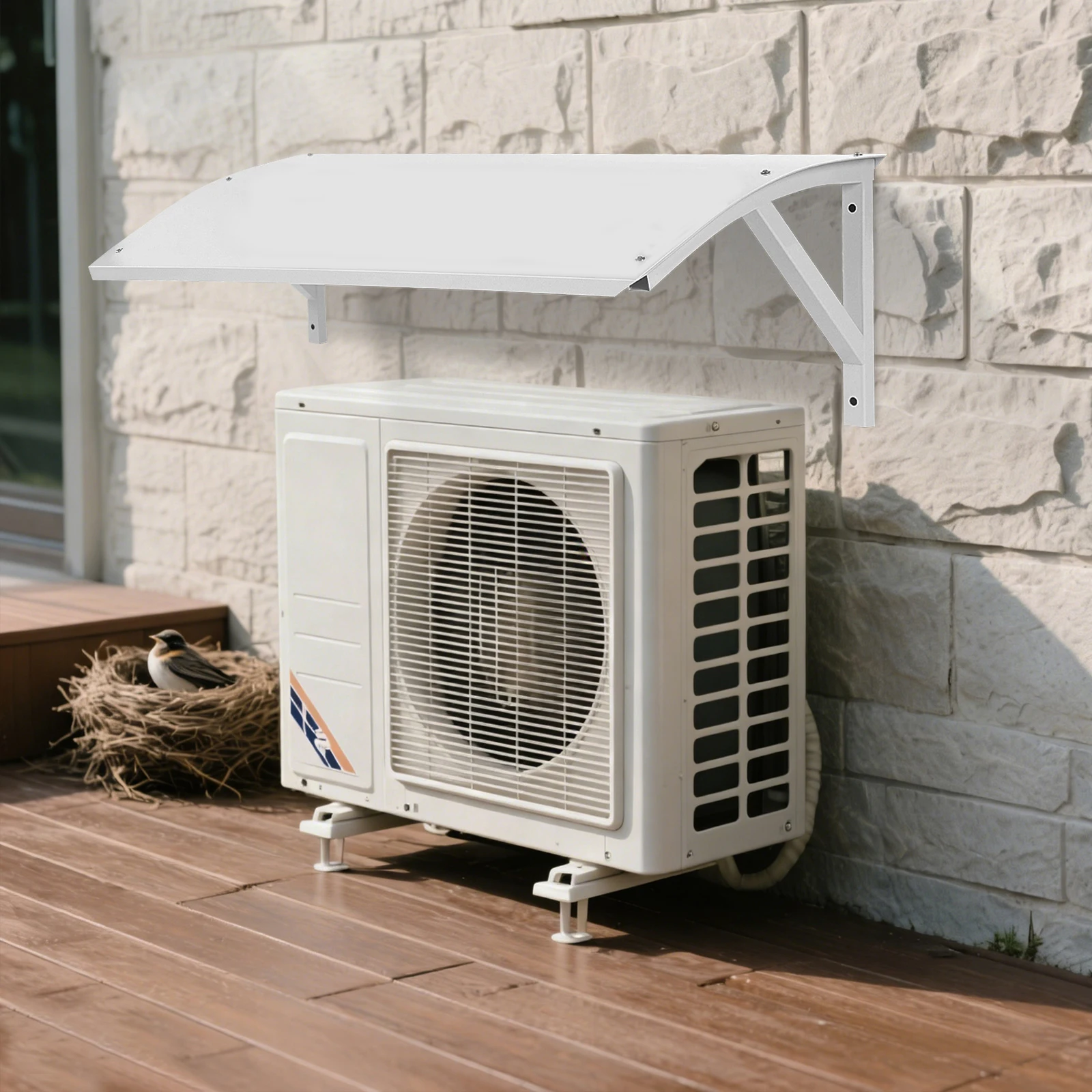 

White Air Conditioner Cover, Outdoor Unit Air Conditioning Sun Shade, for Other Outdoor Electrical Equipment or Furniture