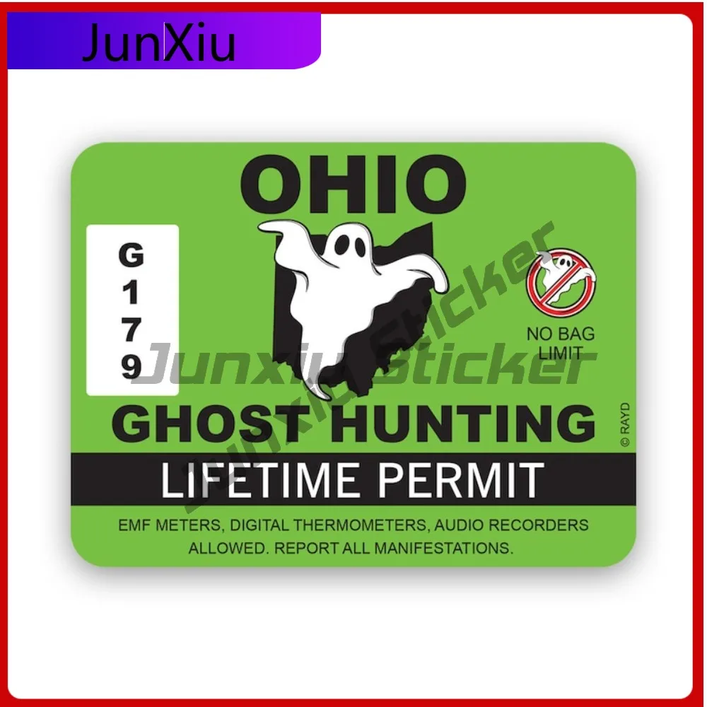 

Amazing Ohio Ghost Hunting Permit Sticker Decal American Made Uv Protected Paranormal Hunter Ghosts Hunters Oh Cartoon Vinyl