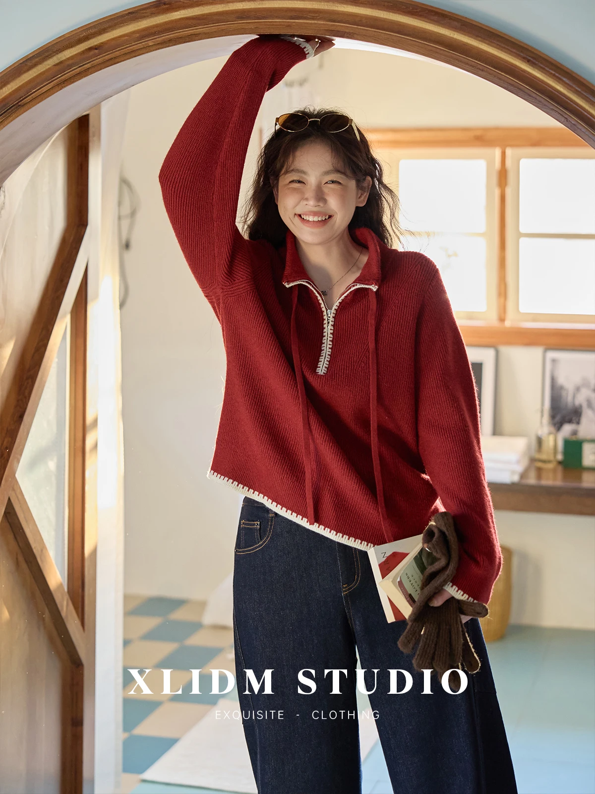 

Мягкий, приятный к телу цветной свитер с воротником, зимняя новинка, большие размеры, женский, двусторонний, утягивающий, до плеч, с длинными рукавами