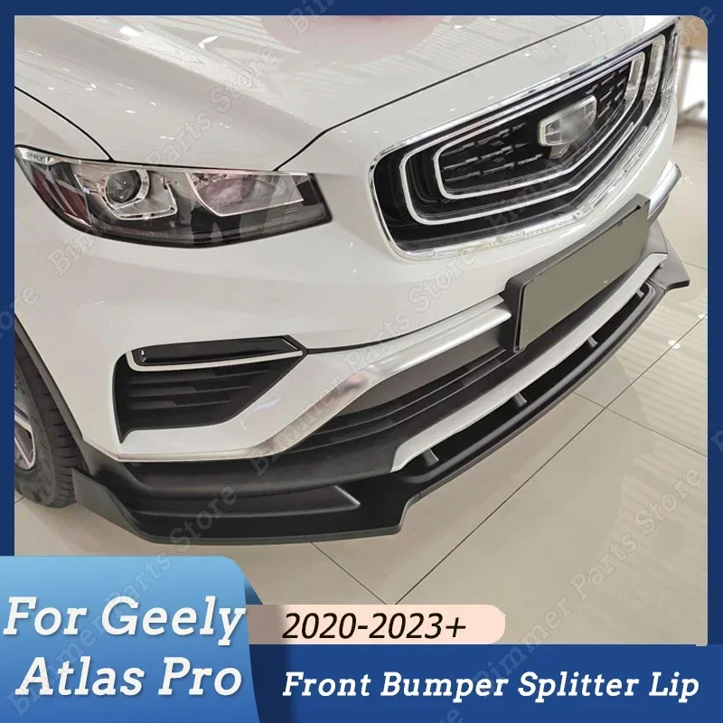 Gloss Black ABS Car Front Bumper Lip Splitter Diffuser Spoiler Guard Cover Trim for Geely Atlas Pro 2020 2021 2022 2023+ Tuning