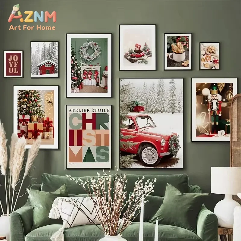 1PC Red Car Cookies Christmas Gift Abstract Character Wall Art Living Room Decoration Poster Canvas Painting