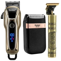 Barbeiro profissional máquina de cortar cabelo recarregável acabamento elétrico máquina de corte barba trimmer shaver sem fio