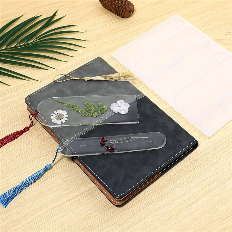Silicone Bookmark Resin Mold Set,5 Shape Bookmark Mold With 20Tassels For DIY Epoxy Resin Bookmark Craft Making Supplies