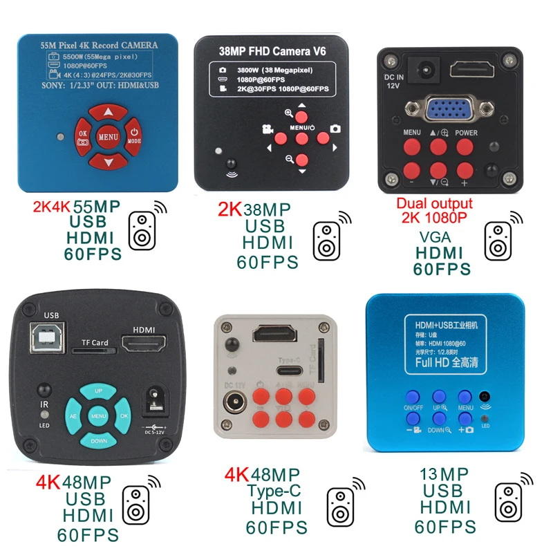 3.5-90X Zoom microscopio Stereo trinoculare Set + 2K 4K 48MP 55MP HDMI USB VGA videocamera + 1X 0.5X 2X obiettivo ausiliario