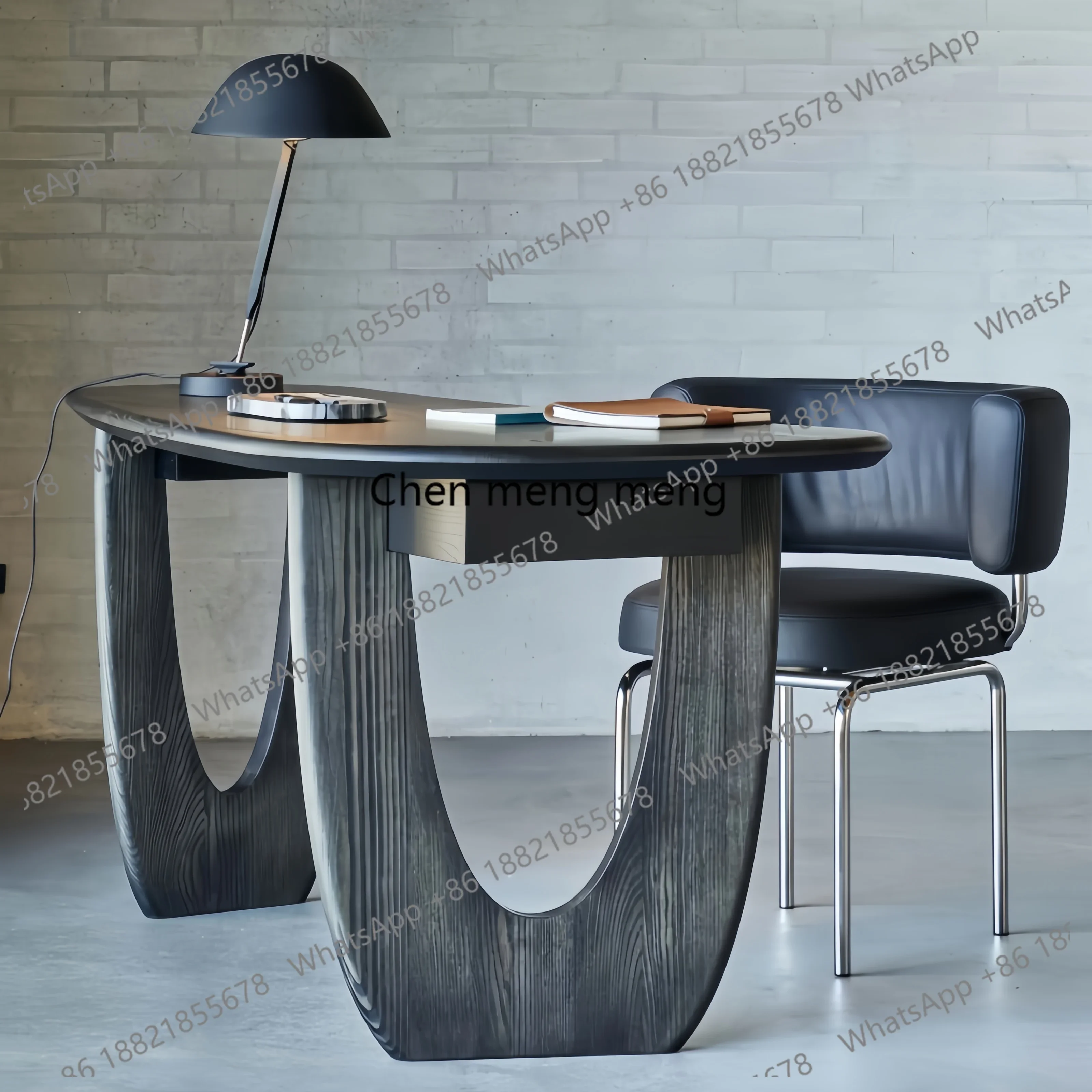 French solid wood home desk antique special-shaped study desk designer workbench senior black computer desk