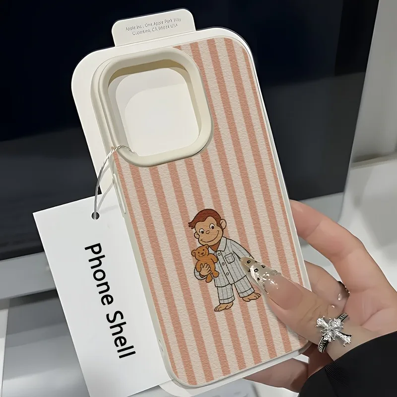 الأخضر مخطط فرشاة الأسنان القرد Lichee نمط جراب هاتف آيفون 11 12 13 14 15 16 17 برو ماكس XS X XR 16 زائد 16E غطاء الهواء