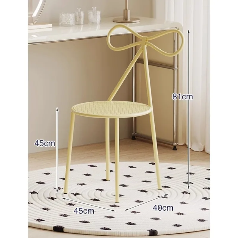 

Bow Makeup Chair Bedroom Furniture Home Ironwork Dining Chair Simple Cream-style Backrest Dressing Stool Muebles