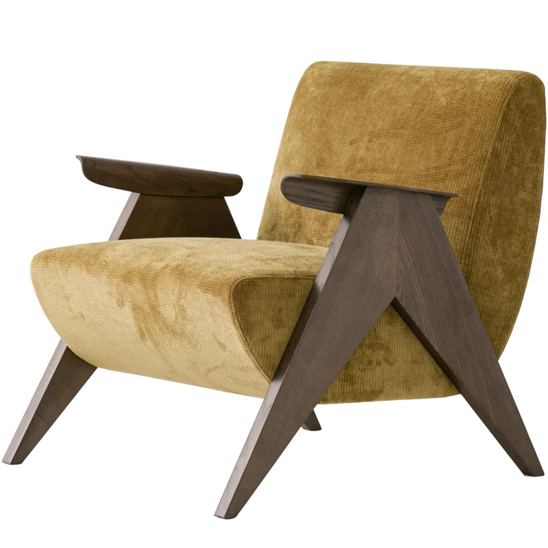 

Spanish designer lounge chair, nostalgic single solid wood sofa, lobby chair