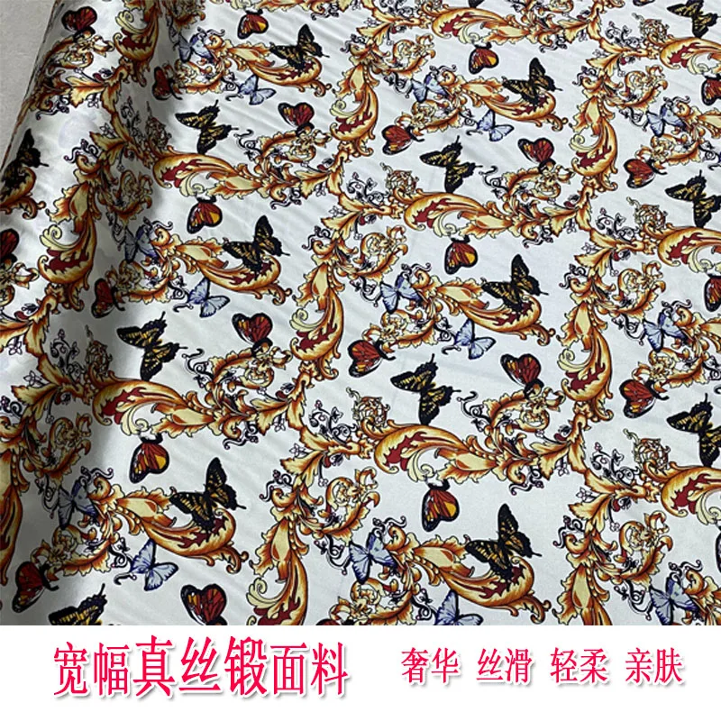 

High-End Wide Silk Forging Fabric White Background Dress Shirt Cheongsam Sling Clothing Summer