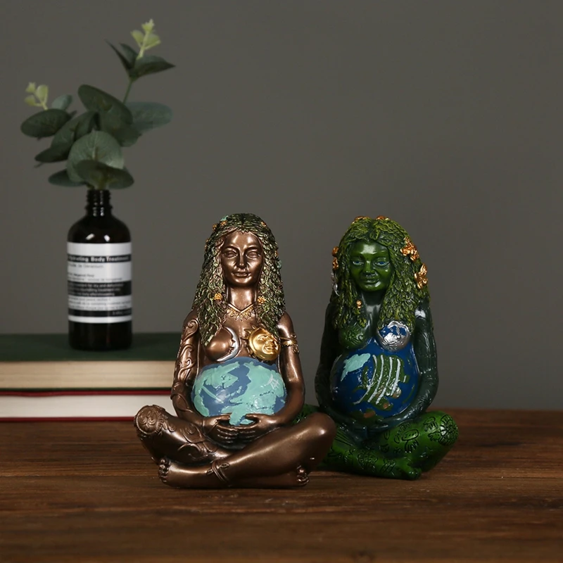 Millennial Gaia Mythic Resin Figurine Mother Earth Art Statue Home Decors Desktop Ornament Ghia Goddess Sculpture Motherday Gift